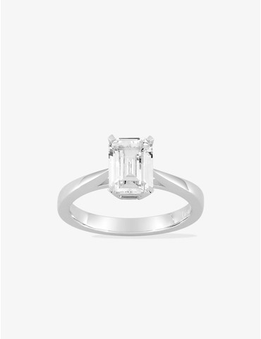 Solitaire taille émeraude Or Blanc diamant synthétique 1,50 ct