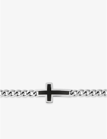Bracelet croix noire acier