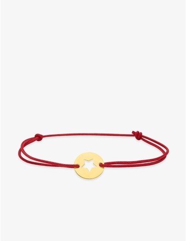 Bracelet cordon rouge motif étoile en or jaune 375 ‰