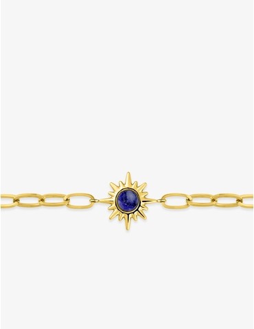 Bracelet acier doré, alternée et lapis-lazuli bleu