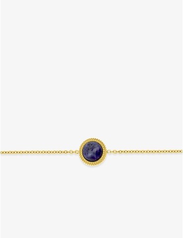 Bracelet en acier doré avec lapis-lazuli bleu 19 cm