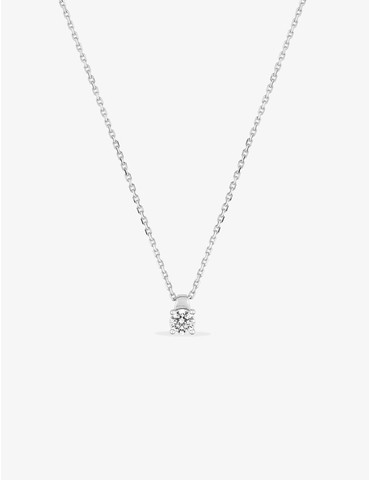 Collier solitaire Or Blanc diamant synthétique 0,20 ct