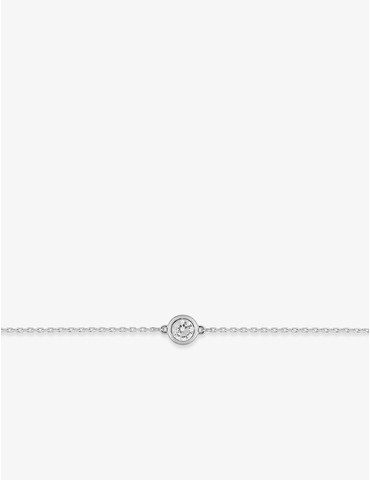 Bracelet diamant Or Blanc solitaire synthétique 0,20 ct