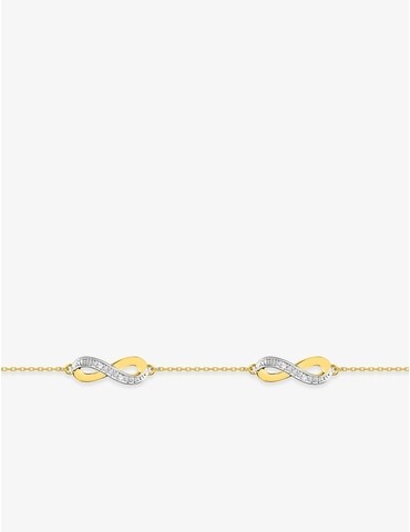Bracelet infini en or jaune 375‰ et diamant 0,032 ct