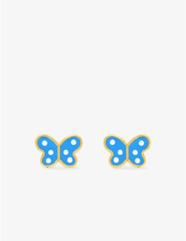 Boucles d'oreilles papillon or jaune 375‰ et laque