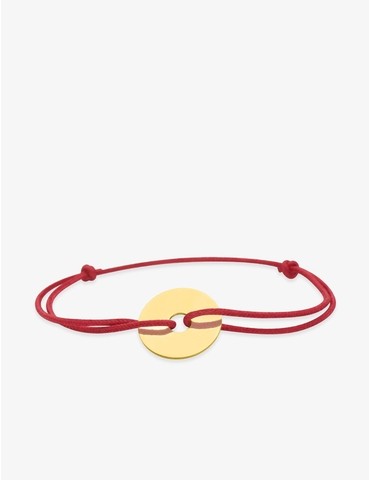 Bracelet cordon rouge motif or jaune 375 ‰