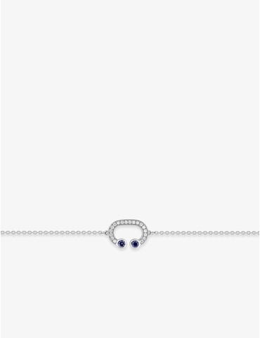 Bracelet Lady C or blanc 750‰, saphir bleu et diamant 0,13 ct