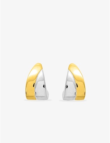 Boucles d'oreilles fantaisie demi-créole électroformées or jaune 750 ‰ et rhodium