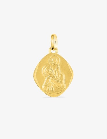 Pendentif médaille saint Christophe or jaune 750 ‰ 13 x 20 mm