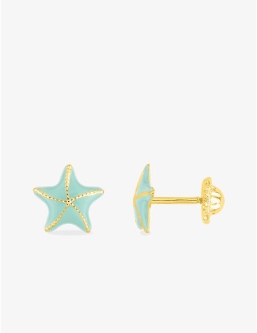 Boucles d'oreilles clous étoile de mer or jaune 375 ‰
