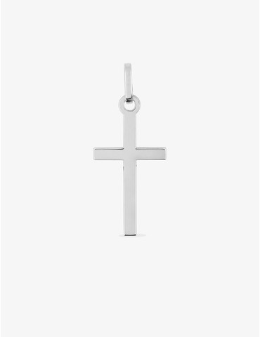 Pendentif croix 17 x 10 mm or blanc 375‰