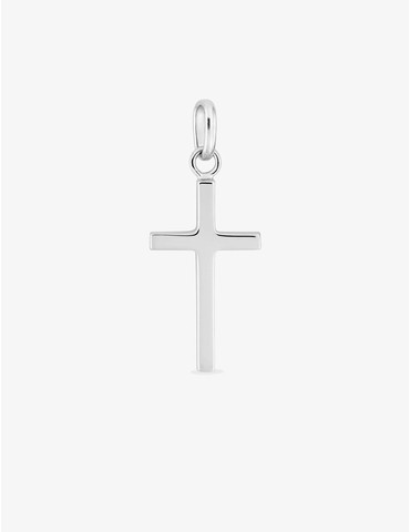 Pendentif croix 22 x 13 mm or blanc 375‰
