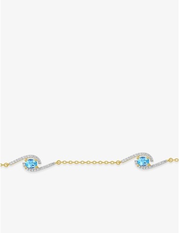 Bracelet plaqué or, rhodium et oxydes de zirconium blancs et bleus