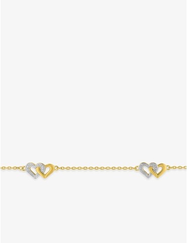 Bracelet motifs de cœurs entrelacés plaqué or et rhodium