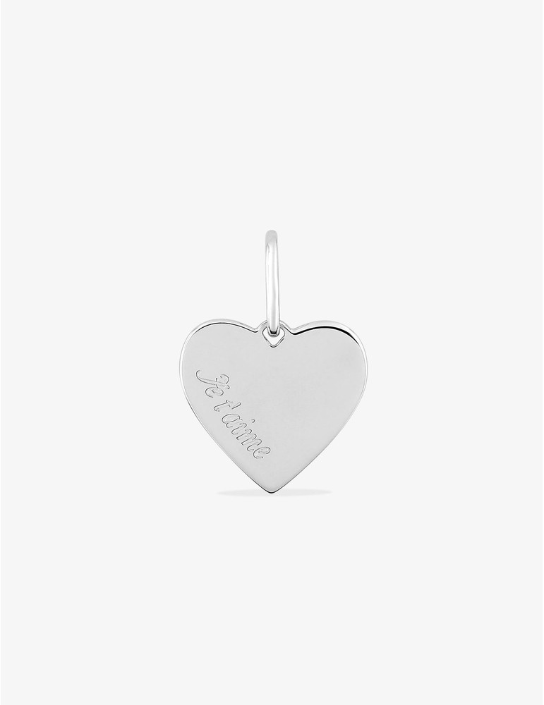 pendentif cœur argent rhodié 925 ‰ gravé "je t'aime"